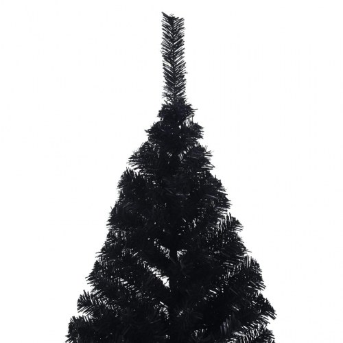 Kunstigt halvt juletræ med juletræsfod 210 cm PVC sort