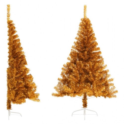 Halvt kunstigt juletræ 120 cm - guldfarvet
