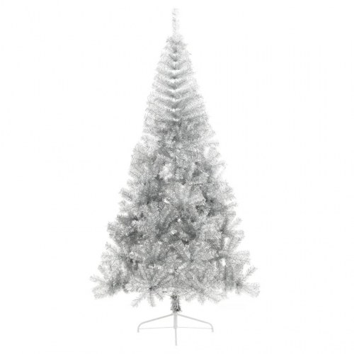 Kunstigt halvt juletræ med juletræsfod 240 cm - sølvfarvet