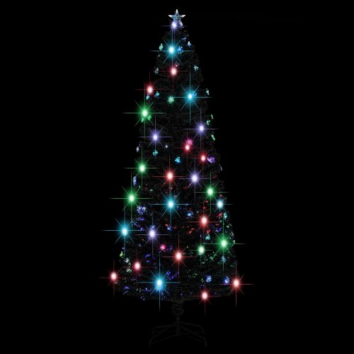 Forudtændt kunstigt juletræ med LED og fiberoptik - 240 cm inkl. stålstativ