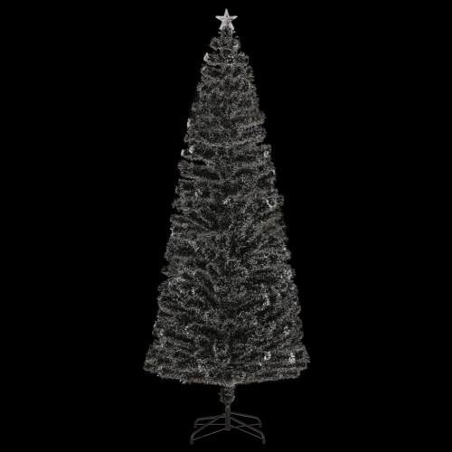 Forudtændt kunstigt juletræ med LED og fiberoptik - 240 cm inkl. stålstativ