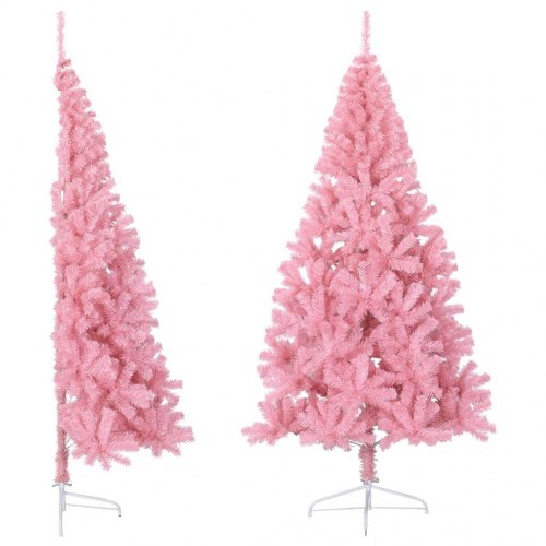 Halvt kunstigt juletræ med fod - pink, 180 cm