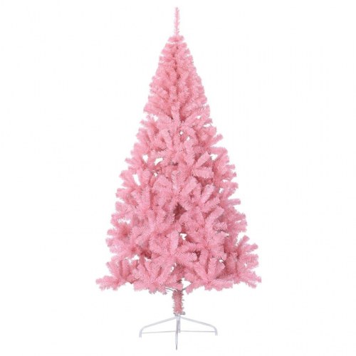 Halvt kunstigt juletræ med fod - pink, 180 cm