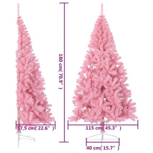 Halvt kunstigt juletræ med fod - pink, 180 cm