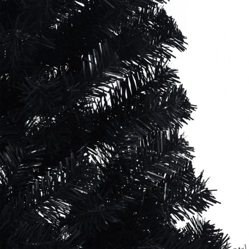 Kunstigt halvt juletræ med juletræsfod 240 cm PVC sort