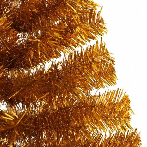 Kunstigt halvt juletræ med juletræsfod 150 cm PET guldfarvet