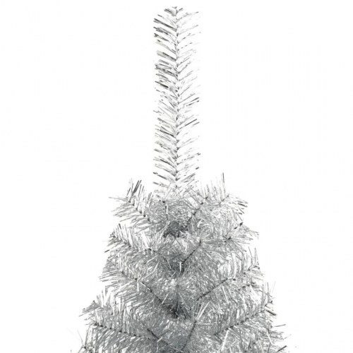 Halvt kunstigt juletræ med fod 210 cm - sølvfarvet