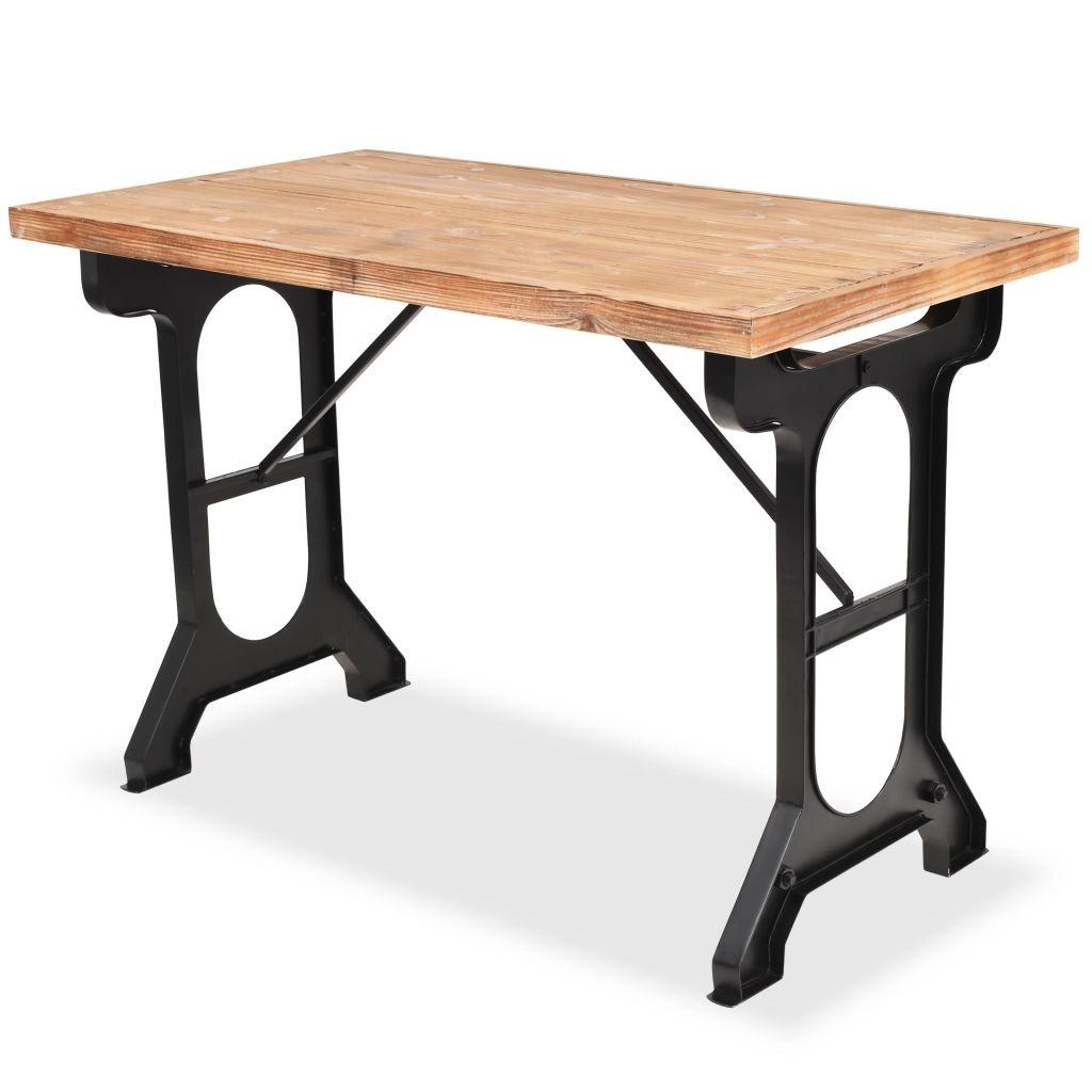 Spisebord massivt fyrretræsbordplade 122 x 65 x 82 cm