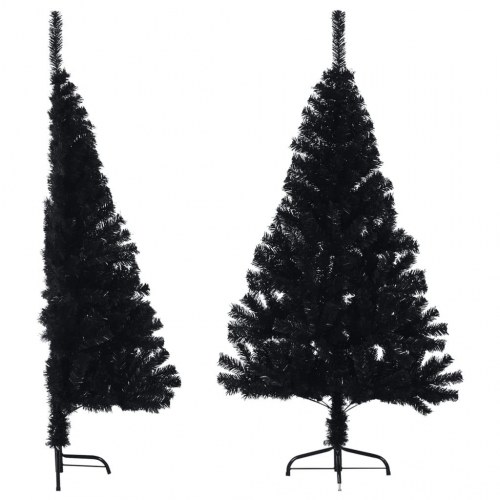 Halvt kunstigt juletræ med fod 150 cm - sort