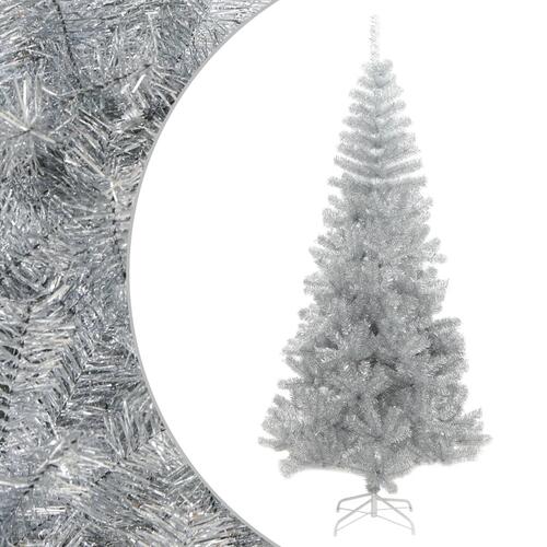 Kunstigt juletræ med juletræsfod 240 cm PET sølvfarvet