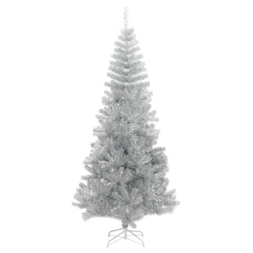 Kunstigt juletræ med juletræsfod 240 cm PET sølvfarvet