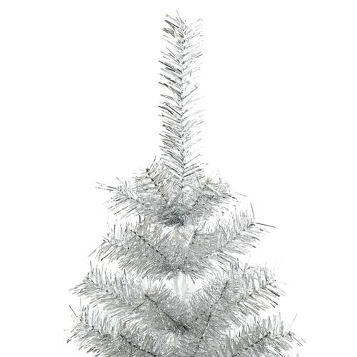 Kunstigt juletræ med juletræsfod 240 cm PET sølvfarvet