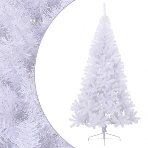 Kunstigt halvt juletræ 240 cm - hvid PVC med juletræsfod