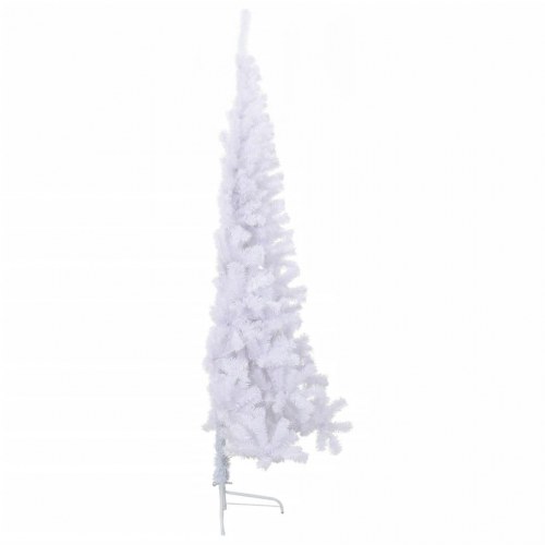 Kunstigt halvt juletræ 240 cm - hvid PVC med juletræsfod