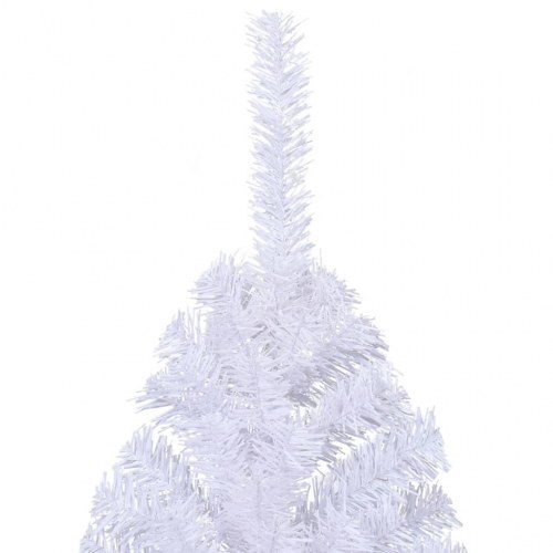 Kunstigt halvt juletræ 240 cm - hvid PVC med juletræsfod