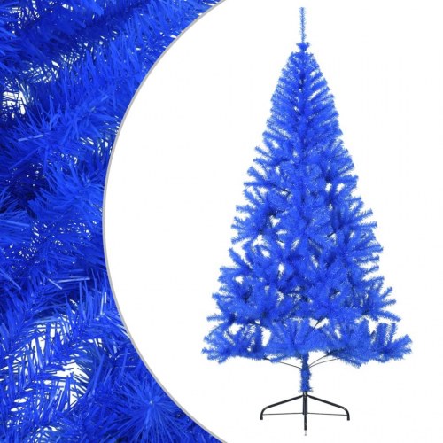 Kunstigt halvt juletræ med juletræsfod 180 cm PVC blå