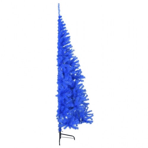 Kunstigt halvt juletræ med juletræsfod 180 cm PVC blå