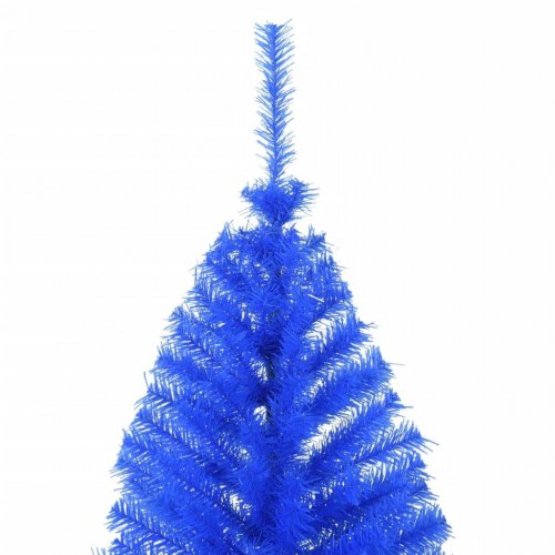 Kunstigt halvt juletræ med juletræsfod 180 cm PVC blå