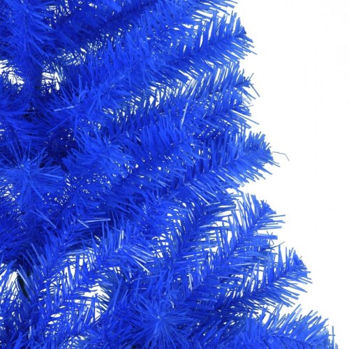 Kunstigt halvt juletræ med juletræsfod 180 cm PVC blå
