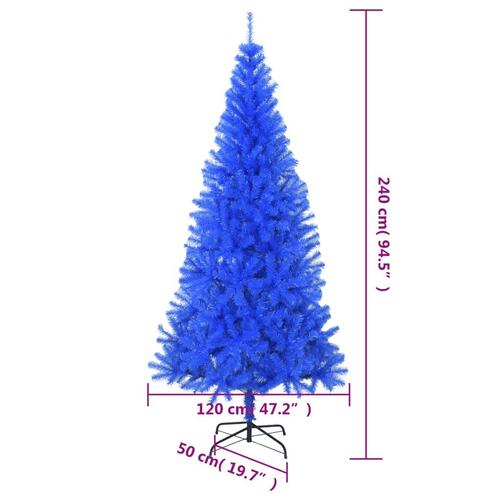 Kunstigt juletræ med juletræsfod 240 cm PVC blå