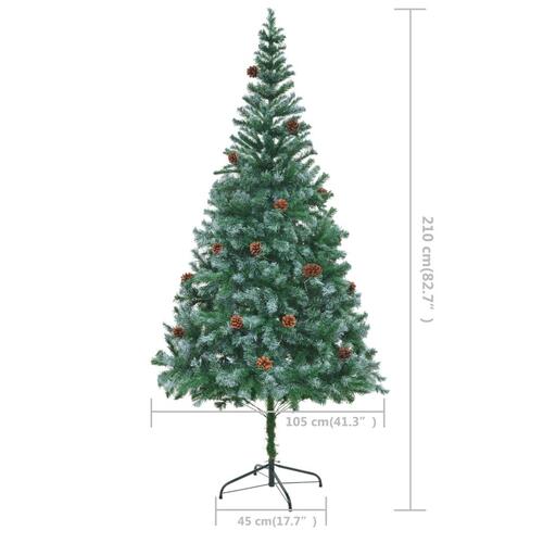 Kunstigt juletræ med grankogler 210 cm