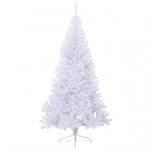 Kunstigt halvt juletræ med fod 210 cm - hvid