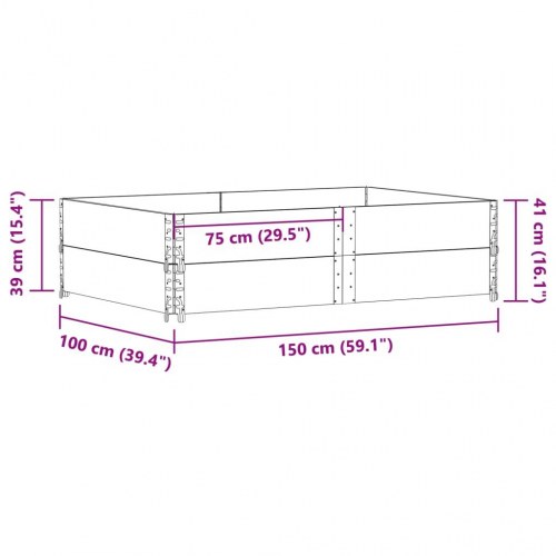 Plantekasse 150 x 100 cm i massivt fyrretræ - grå