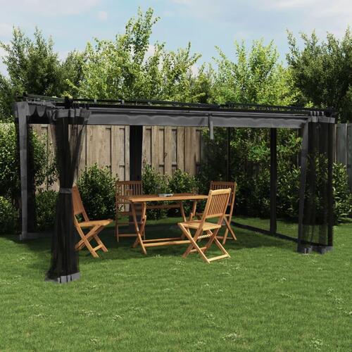 Pavillon 4x3 m mesh-vægge stål antracitgrå