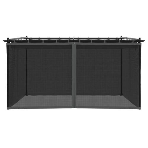 Pavillon 4x3 m mesh-vægge stål antracitgrå
