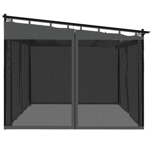 Pavillon 4x3 m mesh-vægge stål antracitgrå