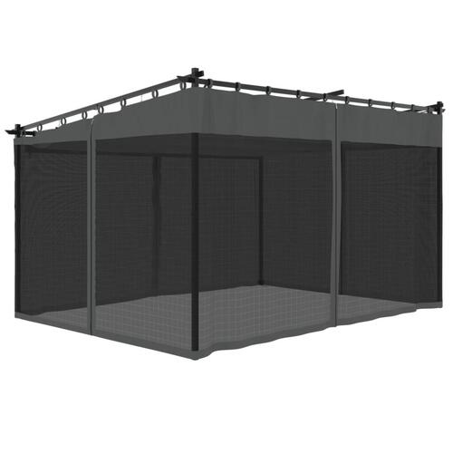 Pavillon 4x3 m mesh-vægge stål antracitgrå