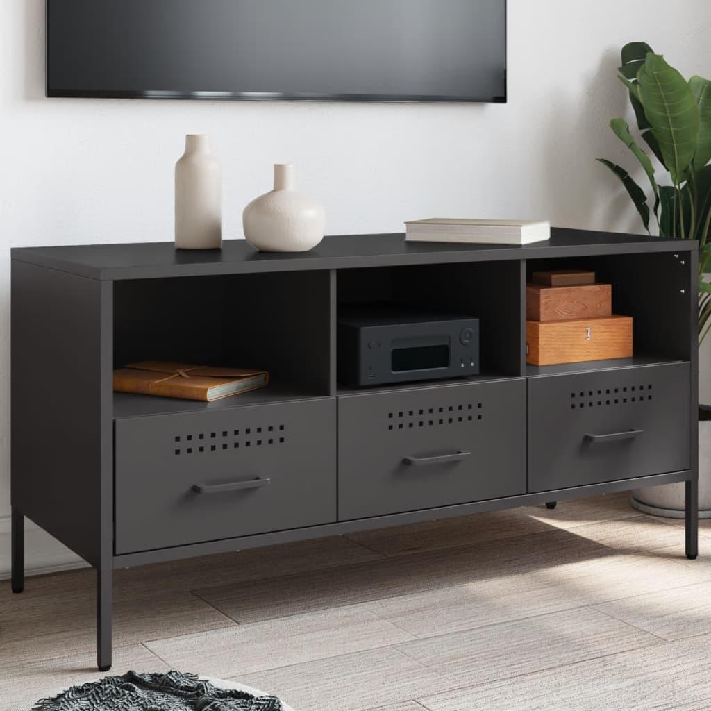 Tv Bord 100 5x39x50 5 Cm Koldvalset Stål Sort
