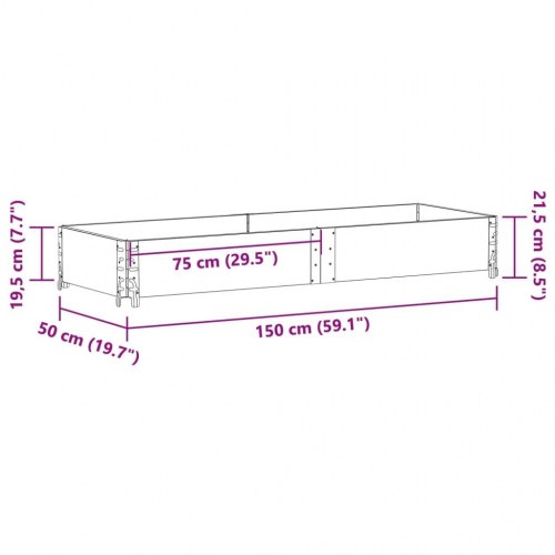 Plantekasse 150 x 50 cm i massivt fyrretræ - grå