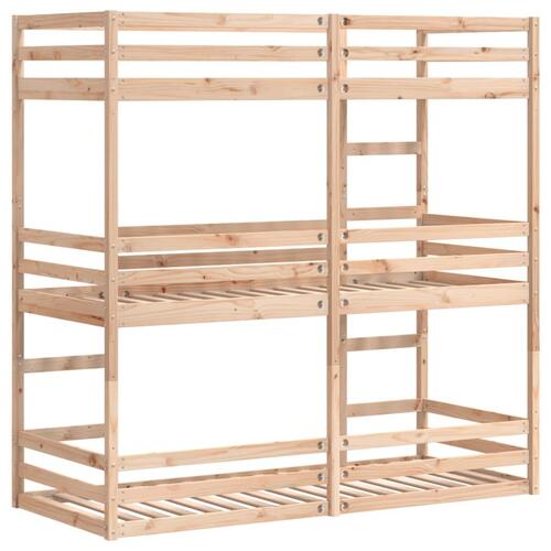 Tredobbelt køjeseng 90x200 cm massivt fyrretræ
