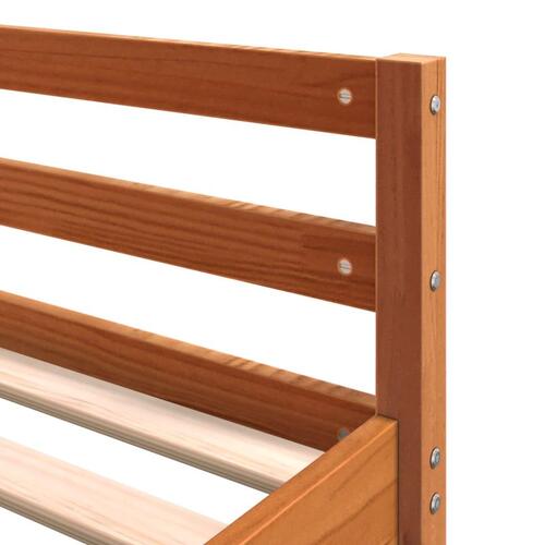 Højseng med skrivebord 160x200 cm massivt fyrretræ gyldenbrun
