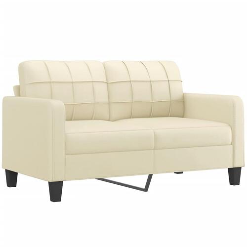 2 personers sofa med puder kunstlæder cremefarvet