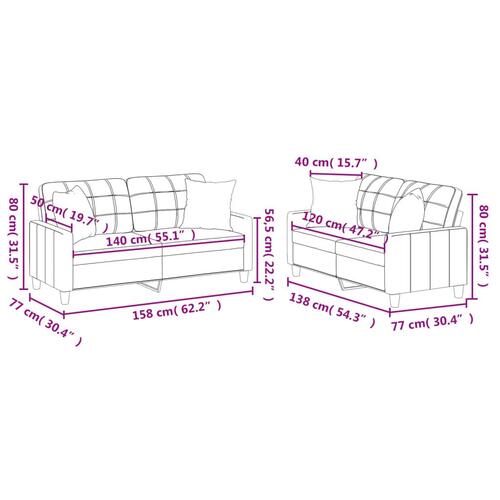 2 personers sofa med puder kunstlæder cremefarvet