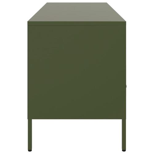 Tv-bord 100,5x39x50,5 cm koldvalset stål olivengrøn