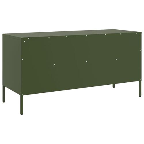 Tv-bord 100,5x39x50,5 cm koldvalset stål olivengrøn