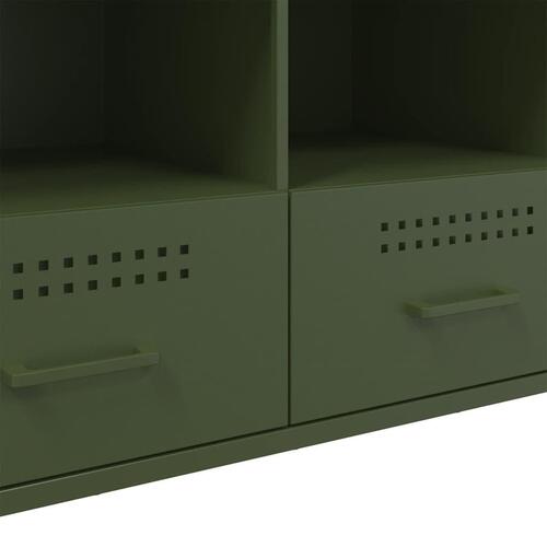 Tv-bord 100,5x39x50,5 cm koldvalset stål olivengrøn