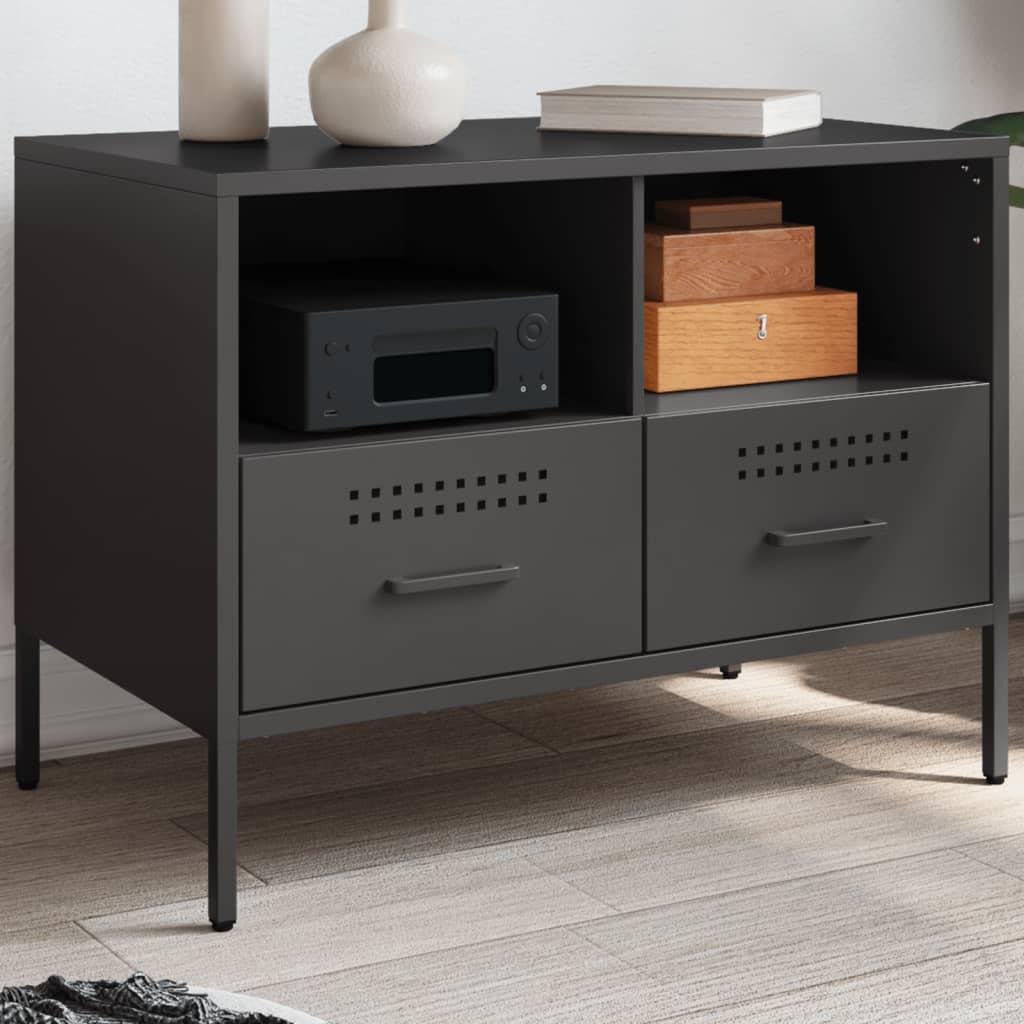 Tv Bord 68x39x50 5 Cm Koldvalset Stål Sort
