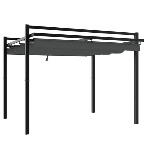 Pavillon med sammenrulleligt tag 3x3 cm aluminium antracitgrå