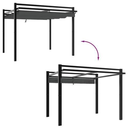 Pavillon med sammenrulleligt tag 3x3 cm aluminium antracitgrå