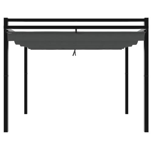 Pavillon med sammenrulleligt tag 3x3 cm aluminium antracitgrå
