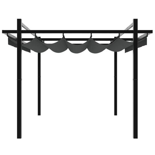 Pavillon med sammenrulleligt tag 3x3 cm aluminium antracitgrå