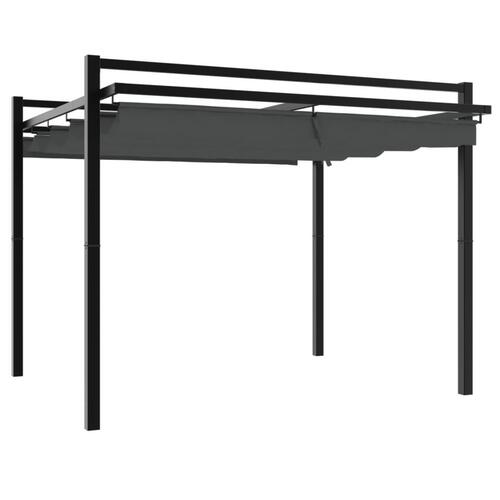 Pavillon med sammenrulleligt tag 3x3 cm aluminium antracitgrå