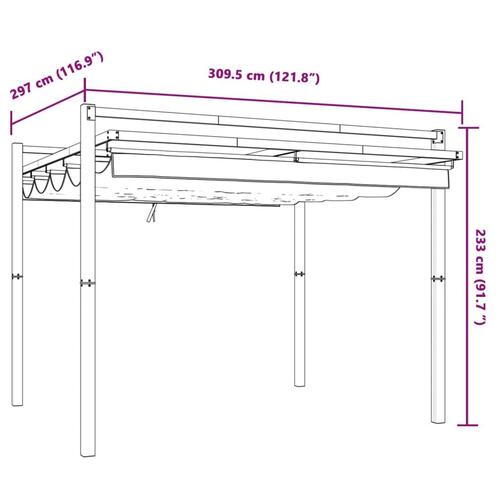 Pavillon med sammenrulleligt tag 3x3 cm aluminium antracitgrå