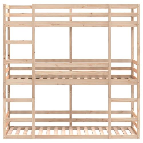 Tredobbelt køjeseng 75x190 cm massivt fyrretræ
