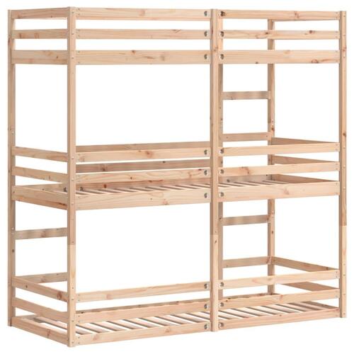 Tredobbelt køjeseng 75x190 cm massivt fyrretræ