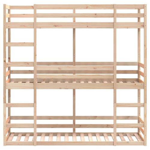 Tredobbelt køjeseng 90x190 cm massivt fyrretræ